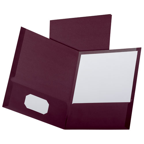 Image of Oxford™ Linen Finish Twin Pocket Folders, 100-Sheet Capacity, 11 X 8.5, Burgundy, 25/Box