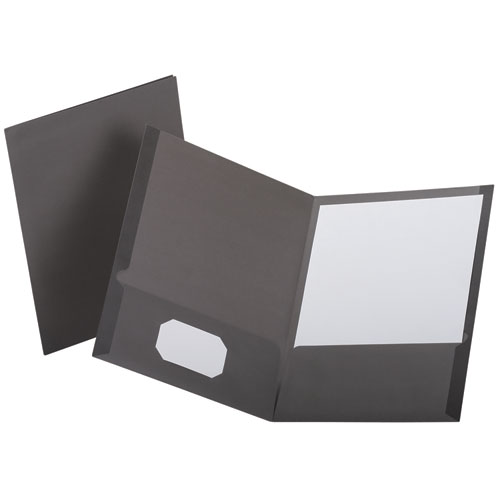 Oxford™ Linen Finish Twin Pocket Folders, 100-Sheet Capacity, 11 X 8.5, Light Gray, 25/Box