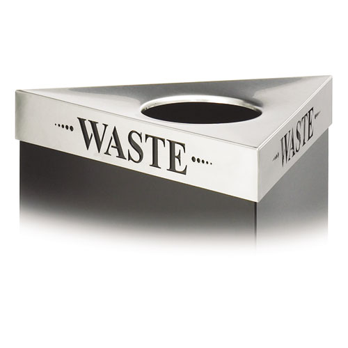 Image of Safco® Trifecta Waste Receptacle Lid, Laser Cut "Waste" Inscription, 20W X 20D X 3H, Stainless Steel, Ships In 1-3 Business Days