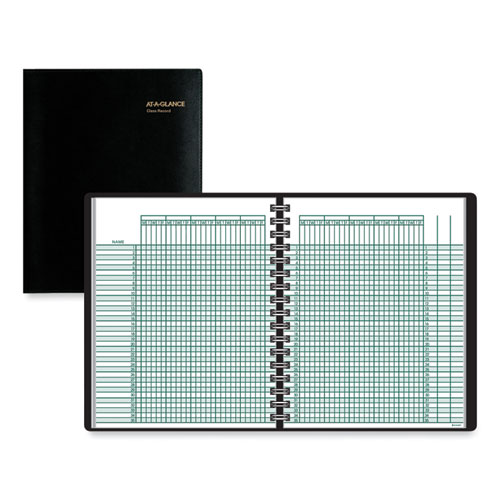 Image of At-A-Glance® Undated Class Record Book, Nine To 10 Week Term: Two-Page Spread (35 Students), 10.88 X 8.25, Black Cover