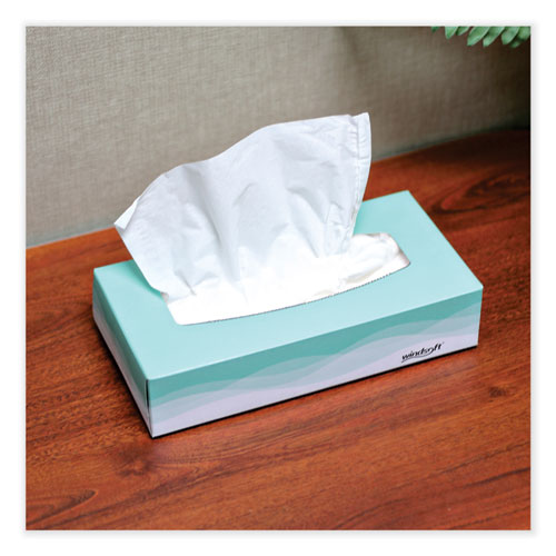 Image of Windsoft® Facial Tissue, 2 Ply, White, Flat Pop-Up Box, 100 Sheets/Box, 30 Boxes/Carton