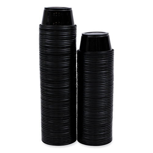 Image of Boardwalk® Souffle/Portion Cups, 2 Oz, Polypropylene, Black, 125 Cups/Sleeve, 20 Sleeves/Carton