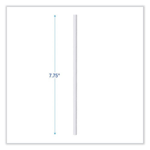 Individually Wrapped Paper Straws, 7.75" x 0.25", White, 3,200/Carton