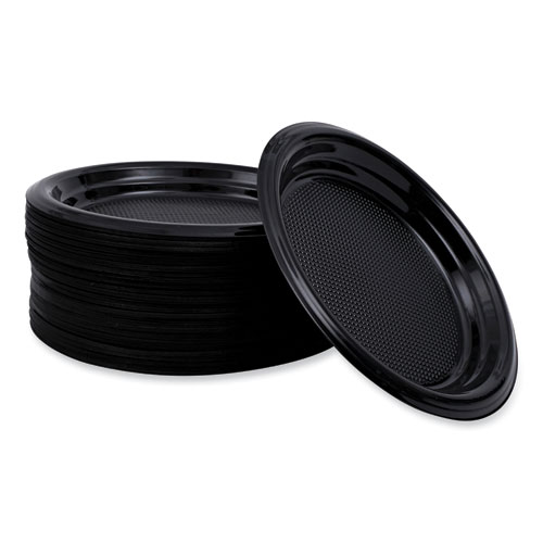 Image of Boardwalk® Hi-Impact Plastic Dinnerware, Plate, 6" Dia, Black, 1,000/Carton