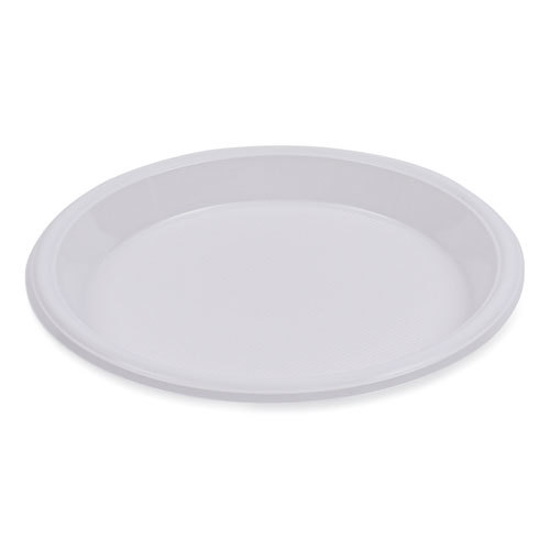 Image of Hi-Impact Plastic Dinnerware, Plate, 10" dia, White, 500/Carton