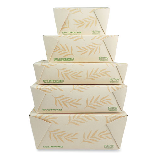 Image of World Centric® No Tree Folded Takeout Containers, 26 Oz, 4.2 X 5.2 X 2.5, Natural, Sugarcane, 450/Carton