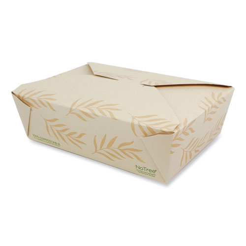 No Tree Folded Takeout Containers, 65 oz, 6.25 x 8.7 x 2.5, Natural, Sugarcane, 200/Carton