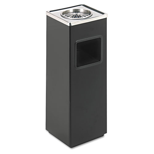 Image of Safco® Square Ash 'N' Trash Sandless Urn, 3 Gal, Stainless Steel, Black