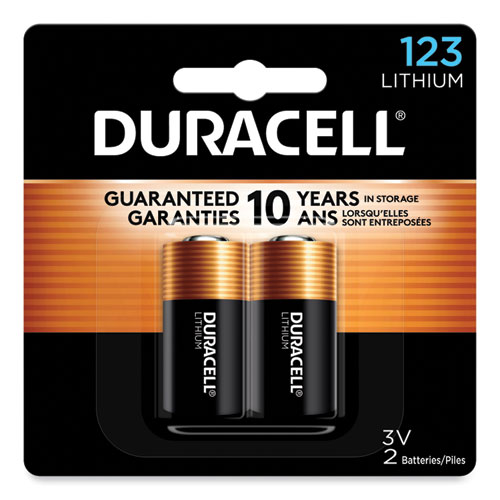 Duracell® Specialty High-Power Lithium Battery, 123, 3 V, 2/Pack
