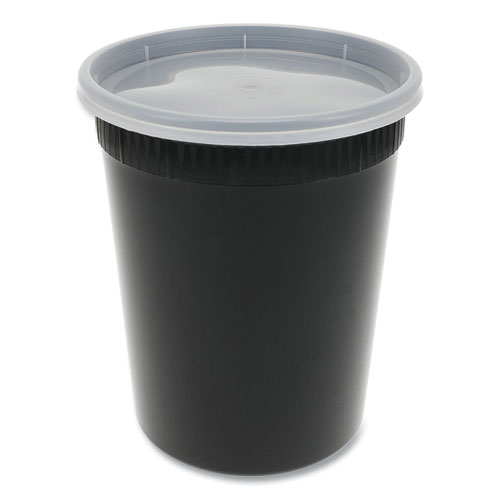 Newspring DELItainer Microwavable Container, 32 oz, 4.55 x 4.55 x 5.55, Black/Clear, Plastic, 240/Carton