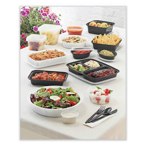 Image of Pactiv Evergreen Newspring Versatainer Microwavable Containers, Oval, 8 Oz, 5.7 X 4 X 1.45, Black/Clear, Plastic, 150/Carton