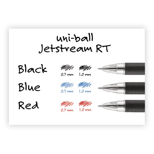 Image of Uniball® Jetstream Retractable Ballpoint Pen, Bold 1 Mm, Red Ink, Black Barrel