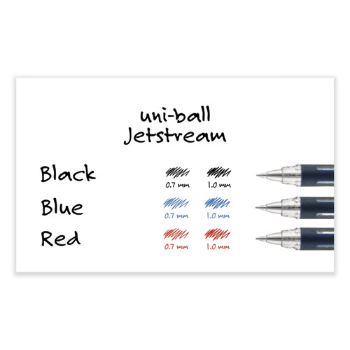 Jetstream Stick Hybrid Gel Pen, Bold 1 mm, Blue Ink, Black/Silver/Blue Barrel