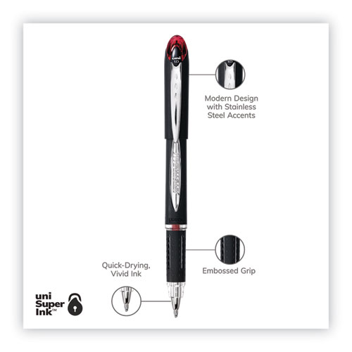 Image of Uniball® Jetstream Ballpoint Pen, Stick, Bold 1 Mm, Red Ink, Black Barrel