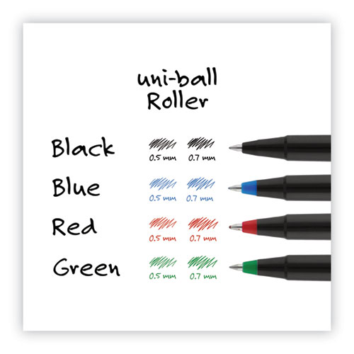 Roller Ball Pen, Stick, Extra-Fine 0.5 mm, Blue Ink, Black/Blue Barrel, 72/Pack