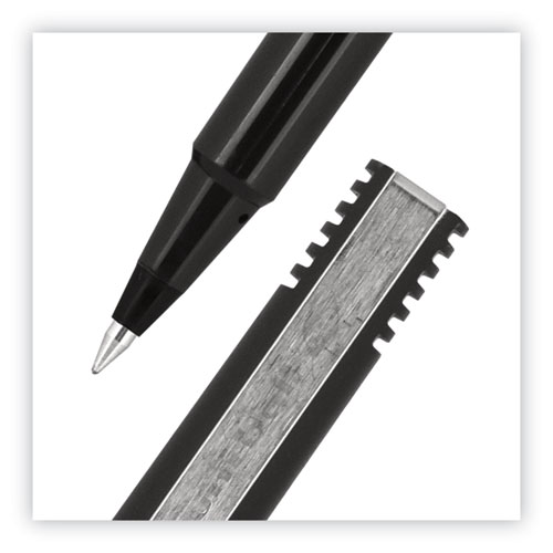 Image of Uniball® Roller Ball Pen, Stick, Micro 0.5 Mm, Black Ink, Black Matte Barrel, Dozen