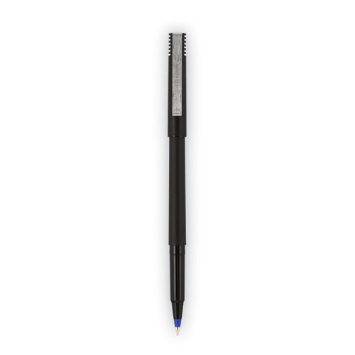 Image of Uniball® Roller Ball Pen, Stick, Micro 0.5 Mm, Blue Ink, Black Barrel, 72/Pack