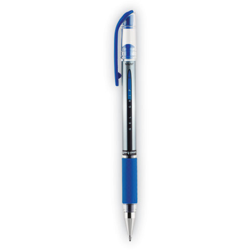 Signo GRIP Gel Pen, Stick, Medium 0.7 mm, Blue Ink, Clear/Blue/Silver Barrel, Dozen