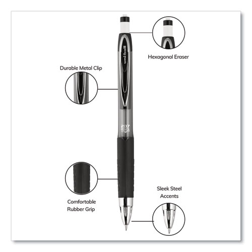 Image of Uniball® 207 Mechanical Pencil With Lead And Eraser Refills, 0.7 Mm, Hb (#2), Black Lead, Assorted Barrel Colors, 3/Set