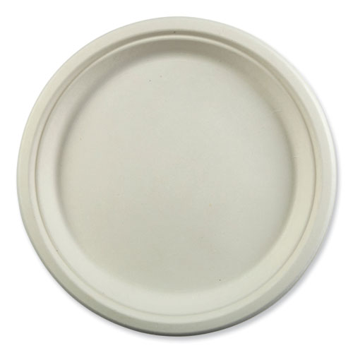 Image of Amercareroyal® Bagasse Pfas-Free Dinnerware, Plate, 10.27" Dia, White, 500/Carton