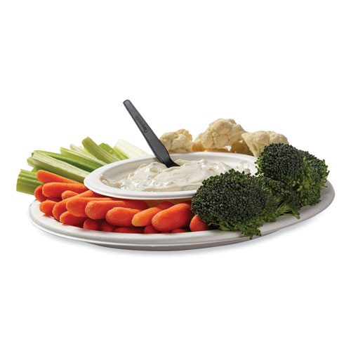 Image of Amercareroyal® Bagasse Pfas-Free Dinnerware, Plate, 10.27" Dia, White, 500/Carton