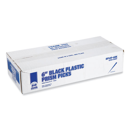 Prism Picks, Plastic, 6", Black, 500/Box, 5 Boxes/Carton