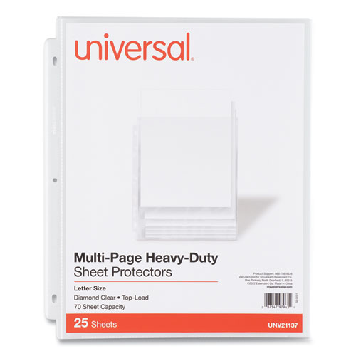 Image of Universal® Top-Load Poly Sheet Protectors, Heavy Gauge, Letter Size, Clear, 25/Pack