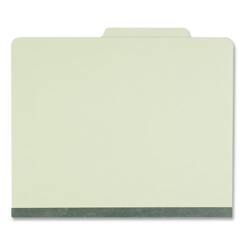 Image of Universal® Four-Section Pressboard Classification Folders, 2" Expansion, 1 Divider, 4 Fasteners, Letter Size, Green Exterior, 10/Box