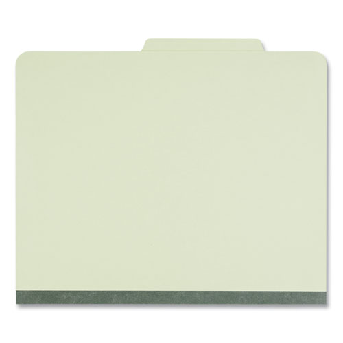Image of Universal® Six-Section Pressboard Classification Folders, 2" Expansion, 2 Dividers, 6 Fasteners, Letter Size, Green Exterior, 10/Box