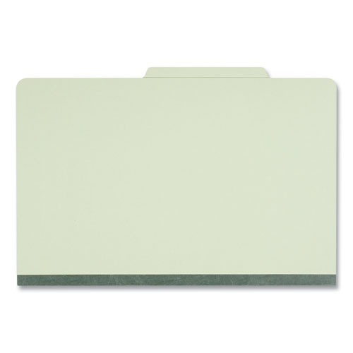 Image of Universal® Eight-Section Pressboard Classification Folders, 3" Expansion, 3 Dividers, 8 Fasteners, Legal Size, Green Exterior, 10/Box