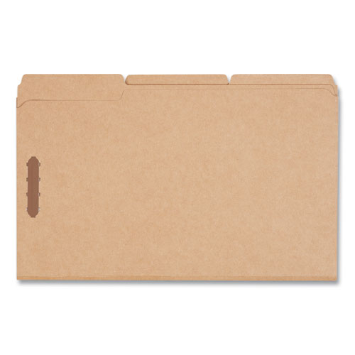 Image of Universal® Reinforced Top Tab Fastener Folders, 0.75" Expansion, 2 Fasteners, Legal Size, Brown Kraft Exterior, 50/Box