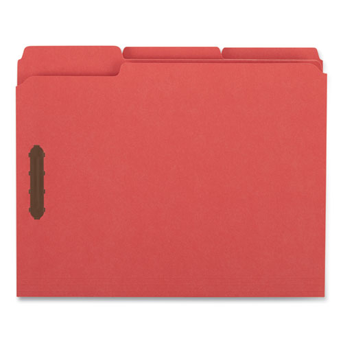Image of Universal® Deluxe Reinforced Top Tab Fastener Folders, 0.75" Expansion, 2 Fasteners, Letter Size, Red Exterior, 50/Box