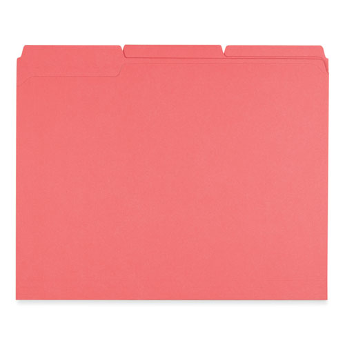 Image of Universal® Reinforced Top-Tab File Folders, 1/3-Cut Tabs: Assorted, Letter Size, 1" Expansion, Red, 100/Box