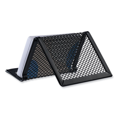 Image of Universal® Mesh Metal Business Card Holder, Holds 50 2.25 X 4 Cards, 3.78 X 3.38 X 2.13, Black