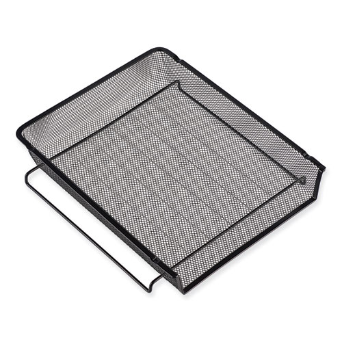 Universal® Deluxe Mesh Stacking Side Load Tray, 1 Section, Legal Size Files, 17" X 10.88" X 2.5", Black
