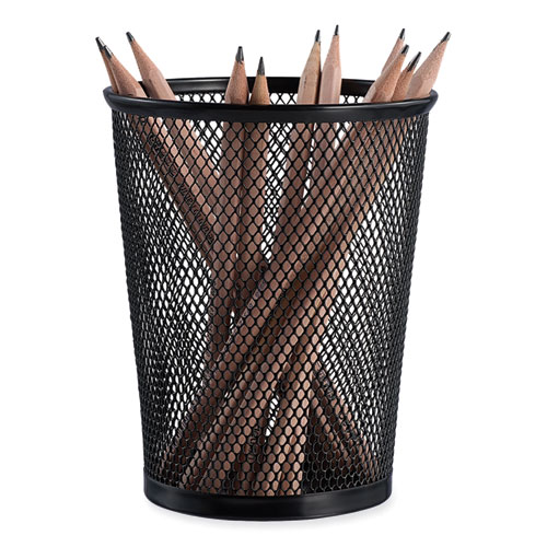 Image of Jumbo Steel Mesh Pencil Cup, 4.38" Diameter x 5.38"h, Black