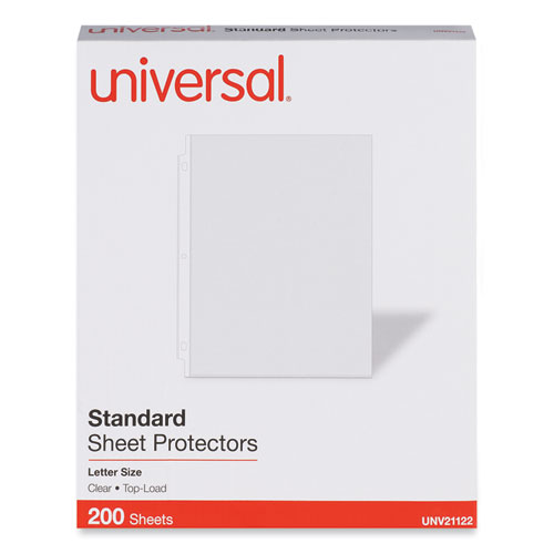 Universal® Standard Sheet Protector, Standard, 8.5 X 11, Clear, 200/Box
