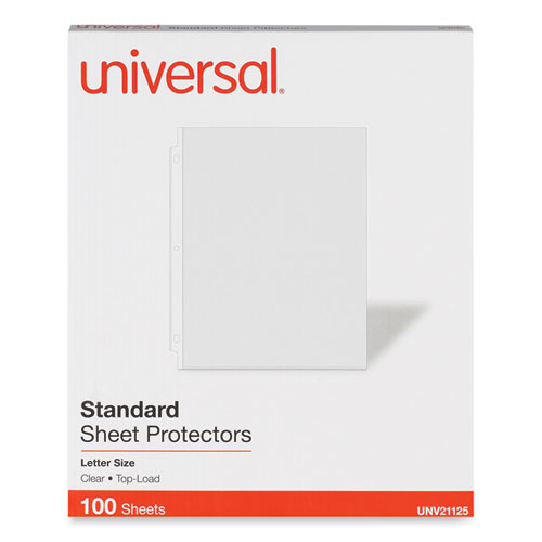 Image of Universal® Top-Load Poly Sheet Protectors, Standard, Letter, Clear, 100/Box
