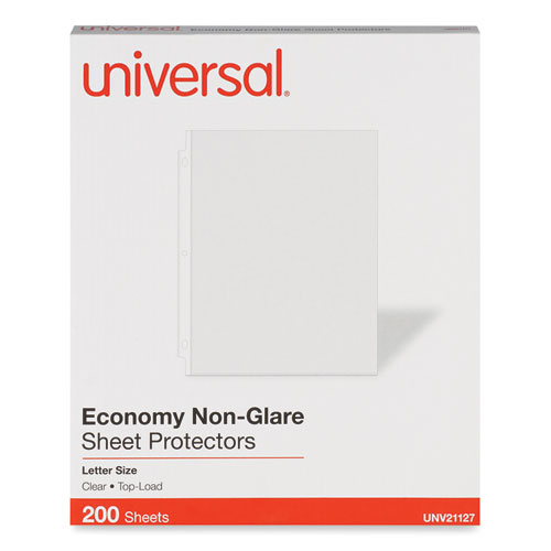 Universal® Top-Load Poly Sheet Protectors, Nonglare, Economy, Letter, 200/Box