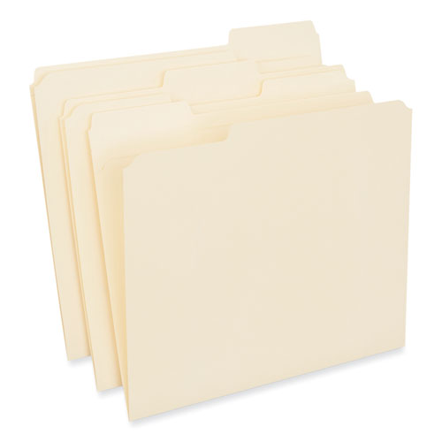 Image of Universal® Reinforced Top Tab File Folders, 1/3-Cut Tabs: Assorted, Letter Size, 0.75" Expansion, Manila, 250/Carton