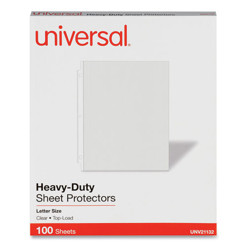 Universal® Top-Load Poly Sheet Protectors, Heavy Gauge, Letter Size, Clear, 100/Pack