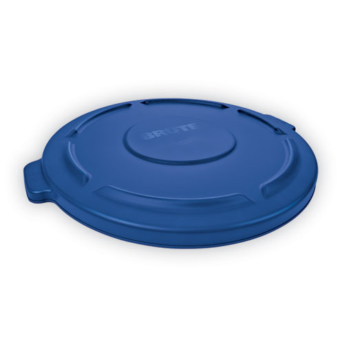 Rubbermaid® Commercial BRUTE Self-Draining Flat Top Lids for 32 gal Round BRUTE Containers, 22.25" Diameter, Blue
