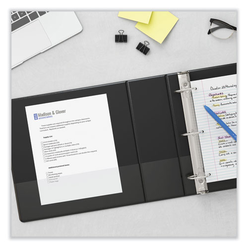 Image of Deluxe Non-View D-Ring Binder with Label Holder, 3 Rings, 5" Capacity, 11 x 8.5, Black