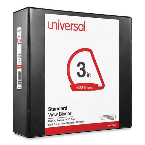 Image of Universal® Slant D-Ring View Binder, 3 Rings, 3" Capacity, 11 X 8.5, Black