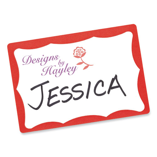 Image of Avery® Printable Adhesive Name Badges, 3.38 X 2.33, Red Border, 100/Pack