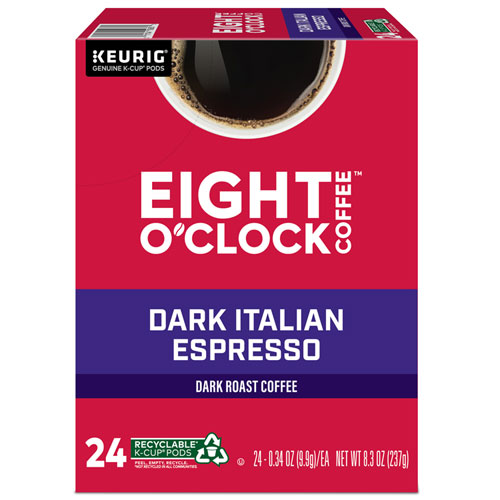 Image of Eight O'Clock Dark Italian Espresso Coffee K-Cups, 24/Box