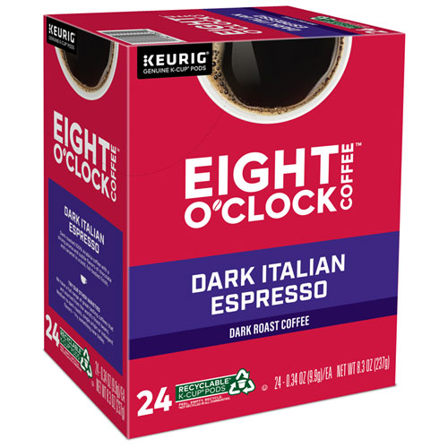 Eight O'Clock Dark Italian Espresso Coffee K-Cups, 24/Box