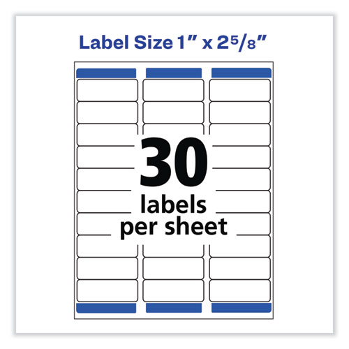 Image of Avery® Removable Multi-Use Labels, Inkjet/Laser Printers, 1 X 2.63, White, 30/Sheet, 25 Sheets/Pack