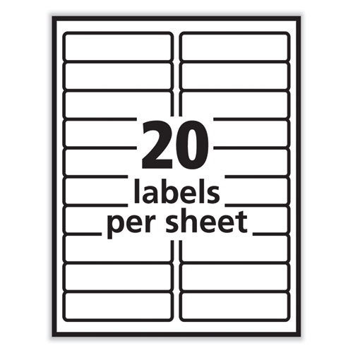 Labels, Laser Printers, 1 x 4, White, 20/Sheet, 100 Sheets/Box
