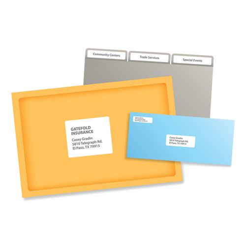 Image of Labels, Laser Printers, 1 x 2.63, White, 30/Sheet, 250 Sheets/Box